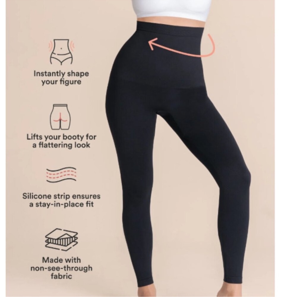 Empetua Shapermint Black Sculpting 42075 Stretch Leggings Size XL